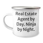 Real Estate Agent Ninja Mugs for Father's Day Unique Gifts from Men to Real Estate Agent Friends - Camping Mug with Inspirational Quote Real Estate Agent By Day. Ninja By Night. - Image 1